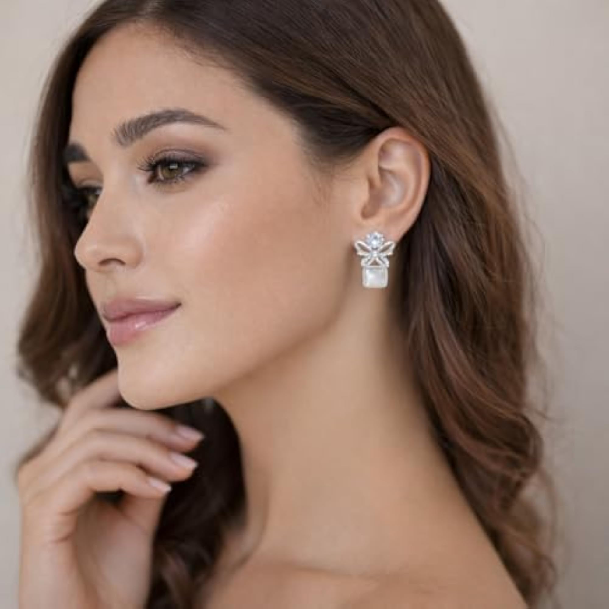 Butterfly Square Crystal Stud Earrings, Classy Design